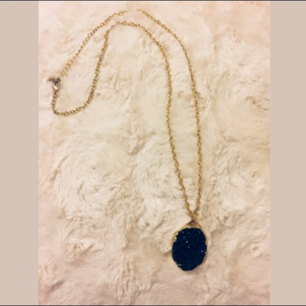 BaubleBar | Black Druzy Pendant Necklace - Picture 1 of 2